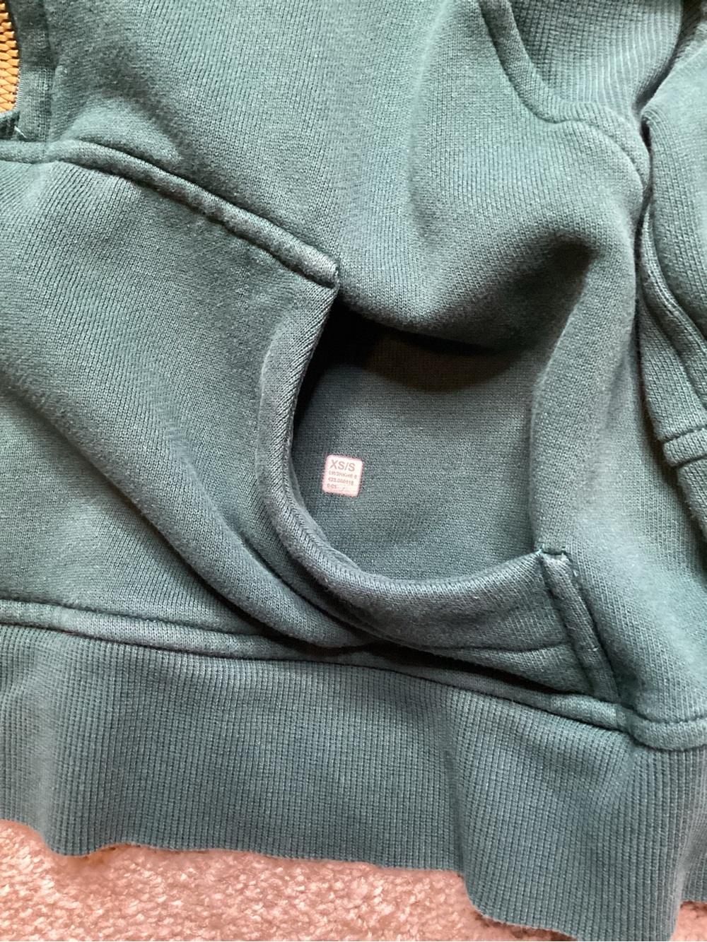 Lululemon Scuba Oversized Funnel Neck Half Zip Storm Teal Gold XS Small Cropped - Picture 7 of 8